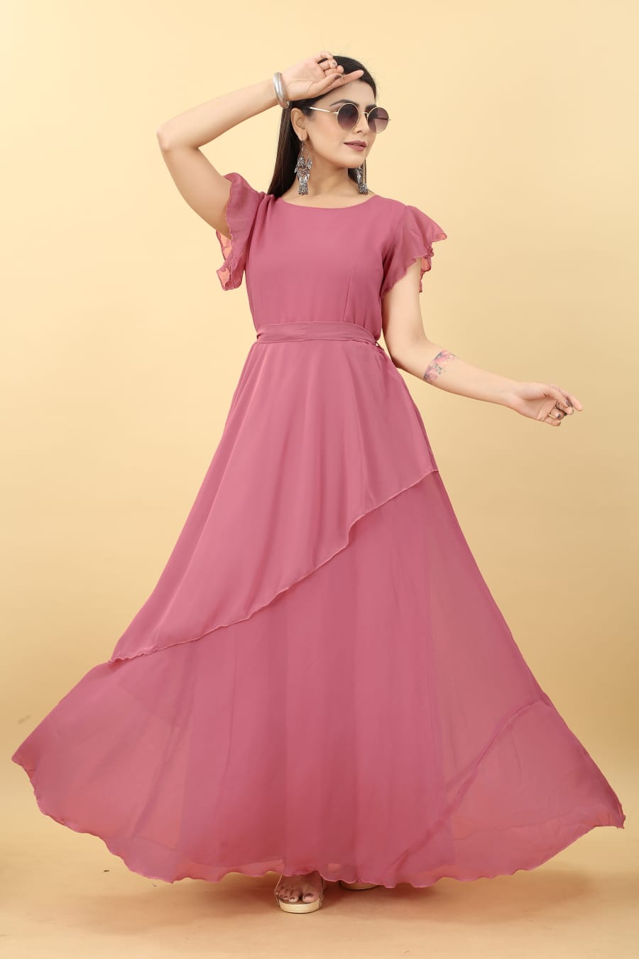 Elegant Peach Applique Chiffon Popular Long Prom Dresses, WG701 – Wish Gown