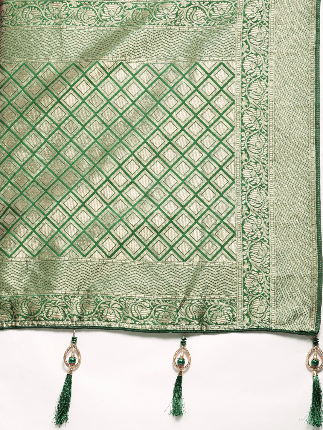 Gorgeous Dark Green Banarasi Silk Saree