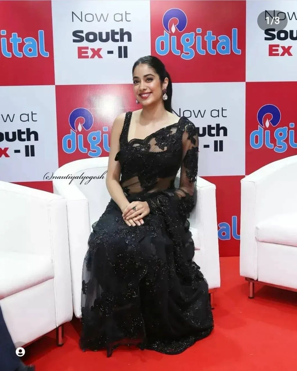 Celebrity Style Black Color Janhvi Kapoor Saree