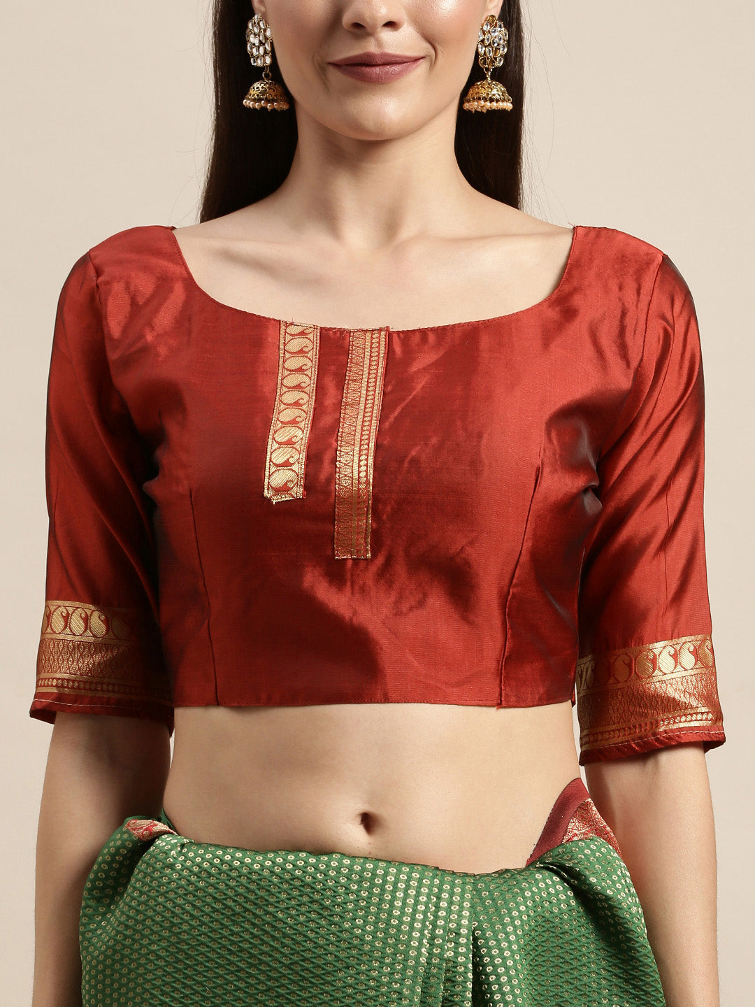 Green And Maroon Color Banarasi Silk Trendy Saree