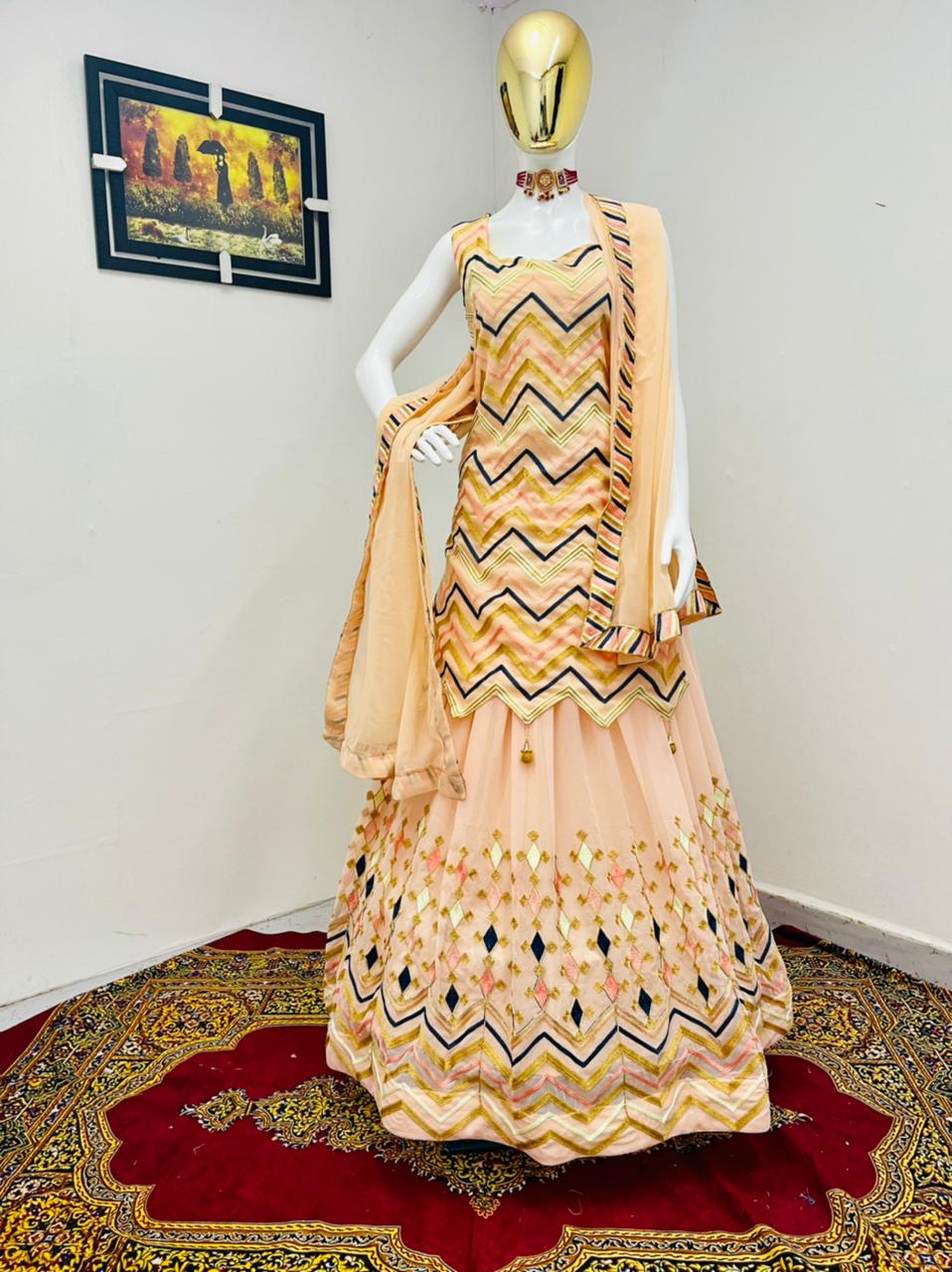 Light Pink Color Embroidery Work Lehenga Suit
