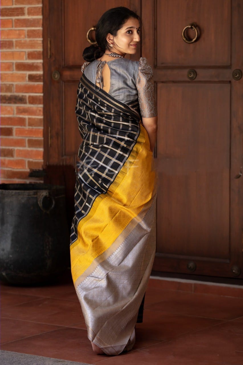 Imposing Black Color Soft Banarasi Silk Saree