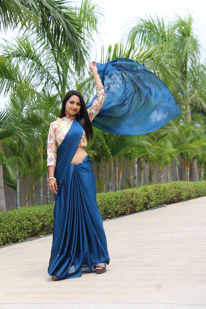 Stylish Teal Blue Colored Rangoli Silk Saree