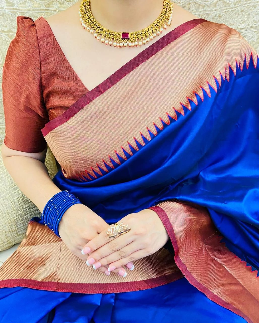 Festive Wear Blue Color Soft Banarasi Silk Saree
