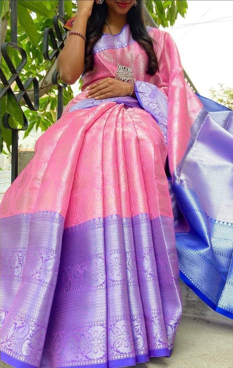 Festive Wear Light Pink Color Soft Banarasi Silk Saree