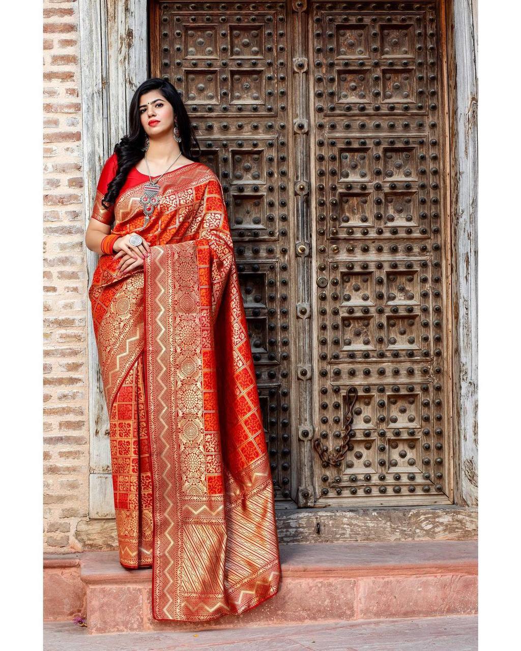 Adorable Red Color Function Wear Soft Silk Saree