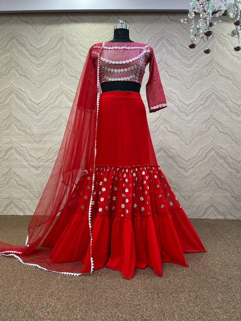 Fantastic Red Color Embroidery Work Lehenga Choli