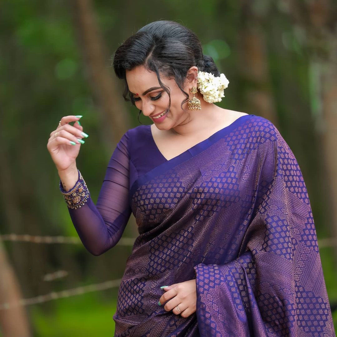 Wonderful Purple Color Soft Banarasi Silk Saree
