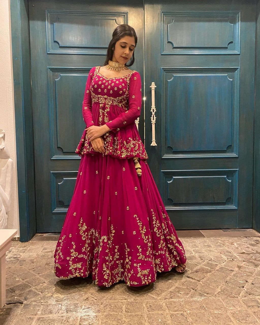 Eye-Catching Pink Color Sequence Embroidery Work Lehenga With Top