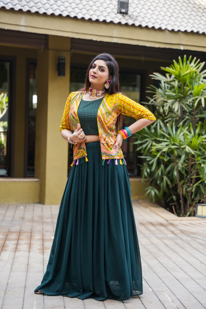 Find ‼️Attractive party wear Georgette fabric lehenga crop top‼️ by  Ashokawholesellarfashionstore near me | Uttam Nagar, West Delhi, Delhi |  Anar B2B Business App
