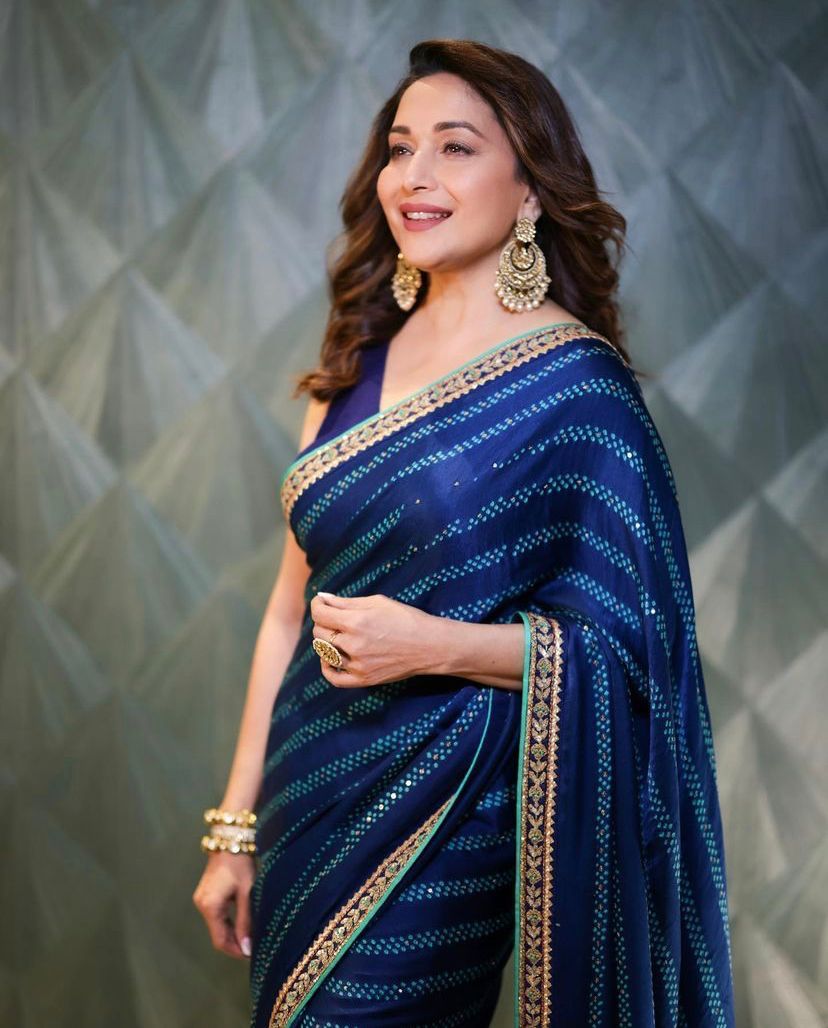Buy QVIDYA Solid/Plain Bollywood Silk Blend Blue Sarees Online @ Best Price  In India
