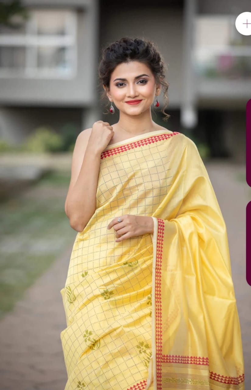 Cotton Silk Yellow Color Exclusive Saree