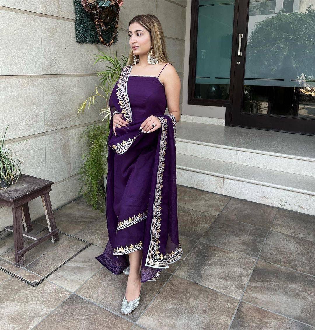 Fancy Purple Color Embroidered Work Salwar Suit