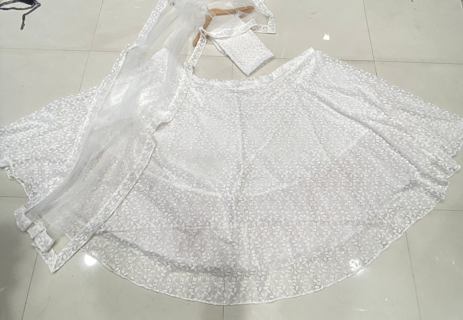 Amazing  White Color Embroidery And Sequins Work Lehenga Choli