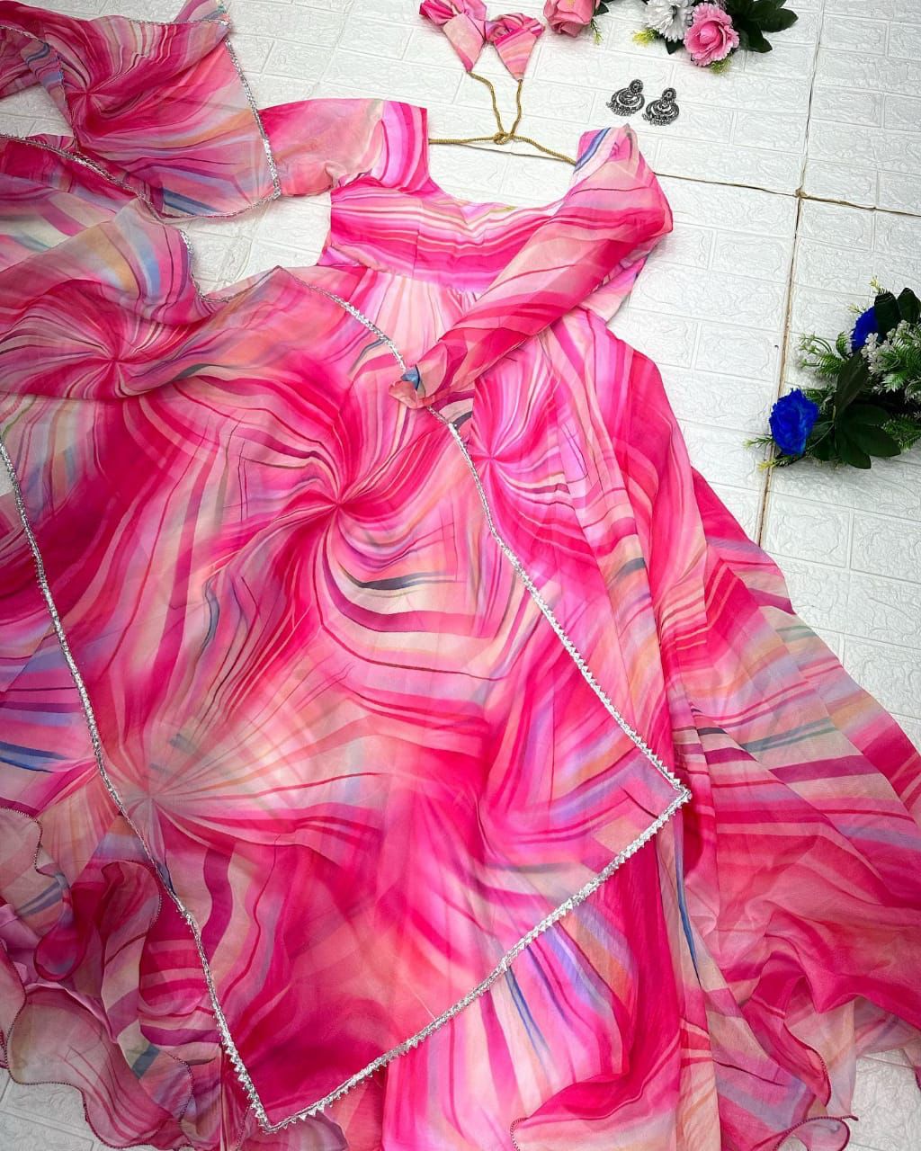 Lovely Pink Digital Printed Gown