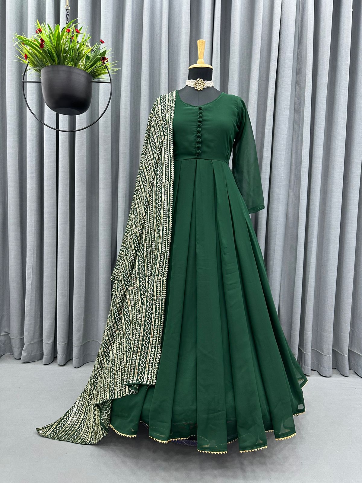 Green silk dress with yellow dupatta - set of two by Magizham | The Secret  Label