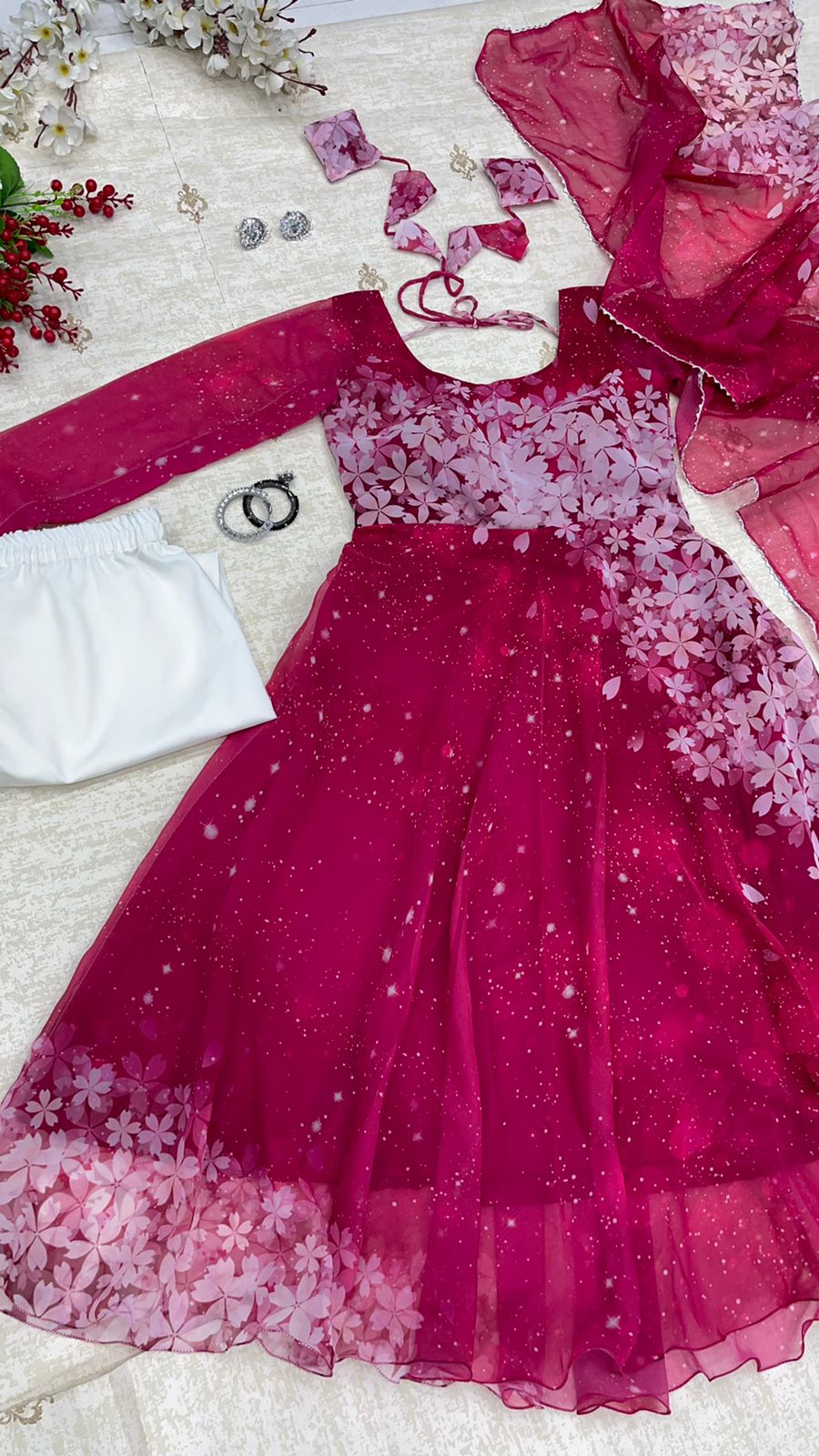 Buy HALFSAREE STUDIO Dark Pink Banarasi silk Zari weaving Long Dress Online  at Best Prices in India - JioMart.