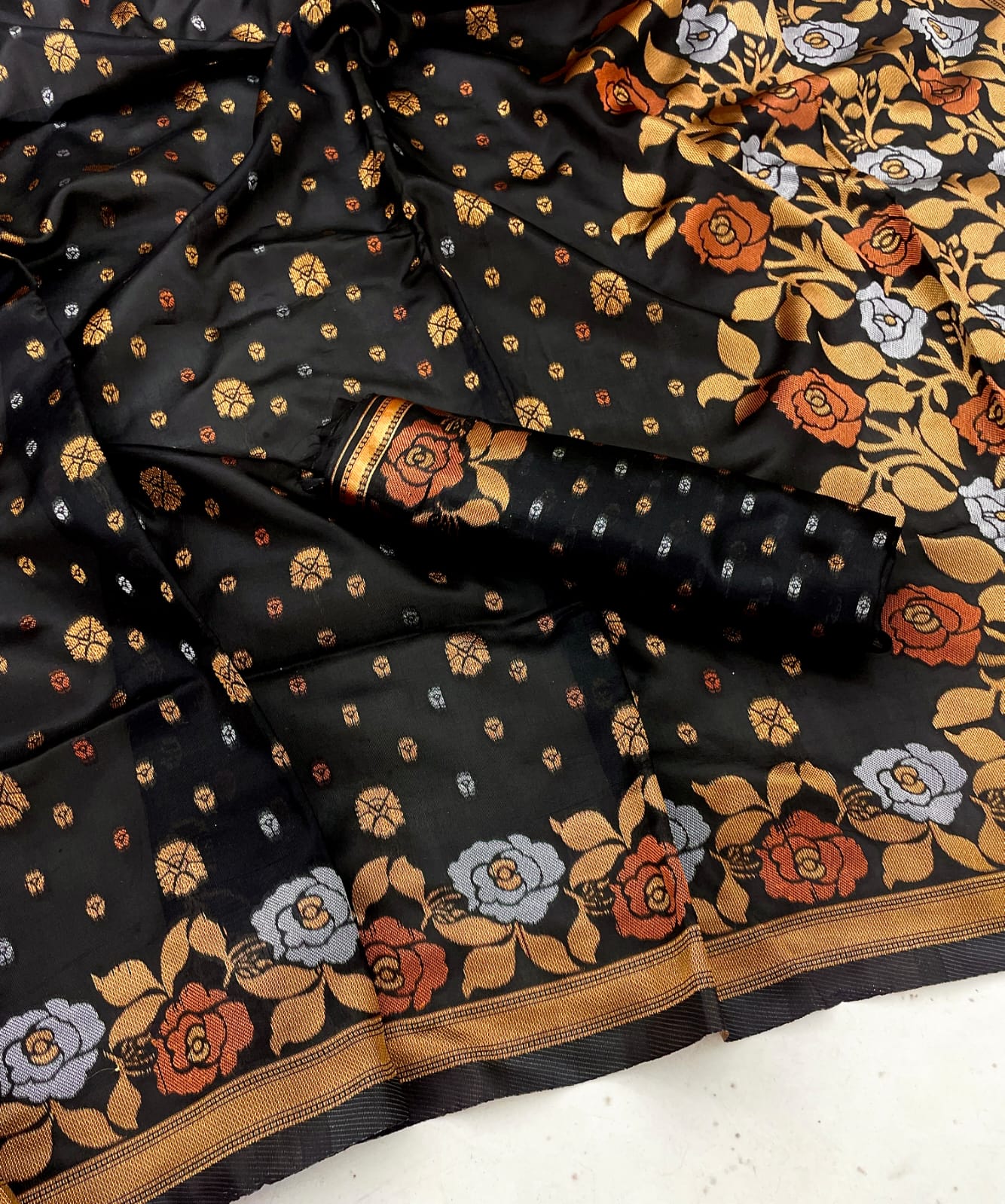 Attractive Kanjivaram Banarasi Silk Black Color Saree