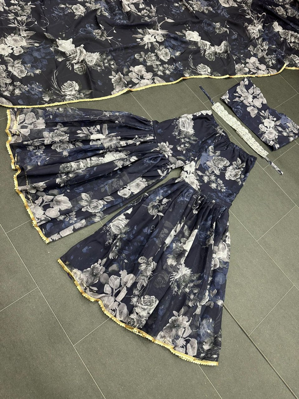Ravishing Navy Blue Color Digital Print Sharara Suit