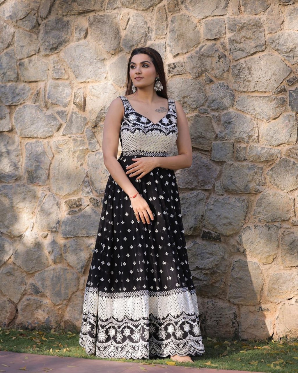 Thread work Black Color Lovely Gown