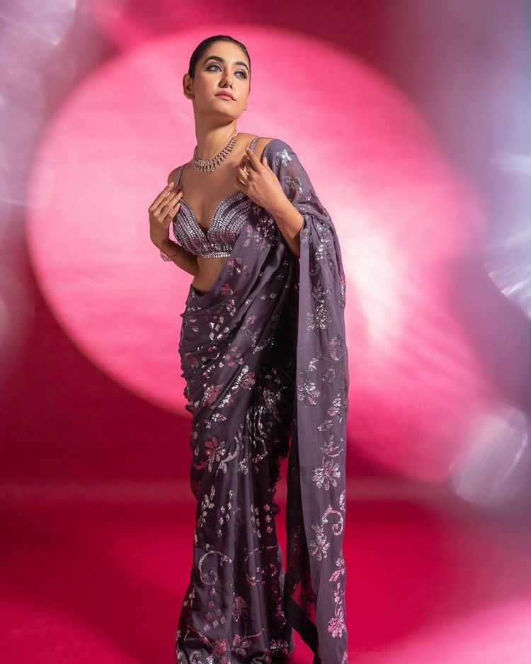 Celebrity Style Sequence Work Light Purple Kasturi Silk Saree