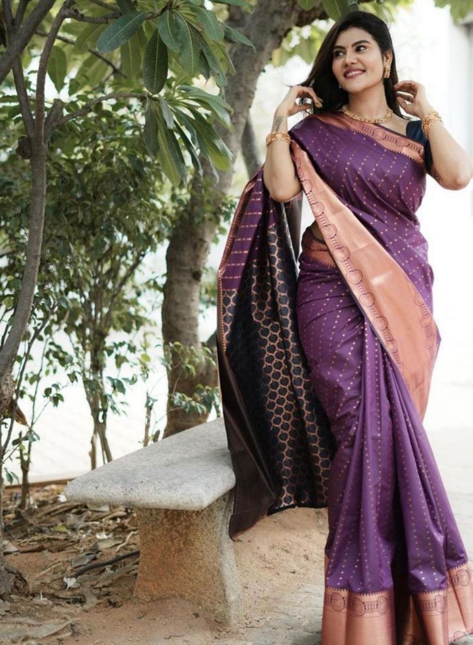 Traditional Wear Banarasi Silk Purple Color Saree