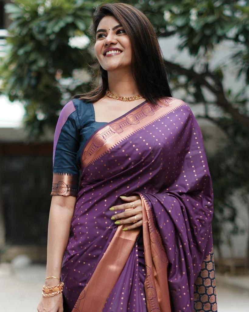 Traditional Wear Banarasi Silk Purple Color Saree