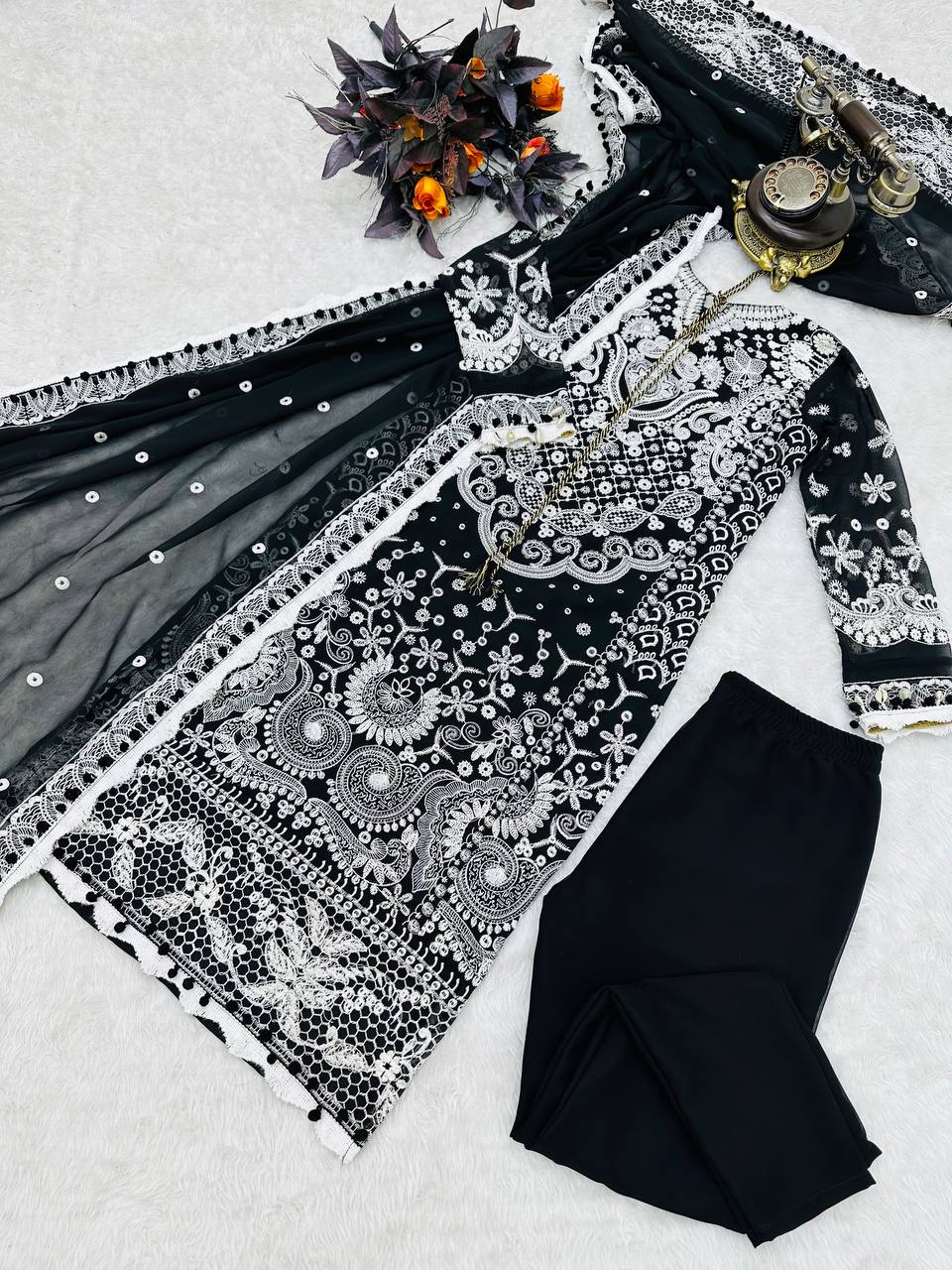 Black Color Embroidery Work Designer Salwar Suit