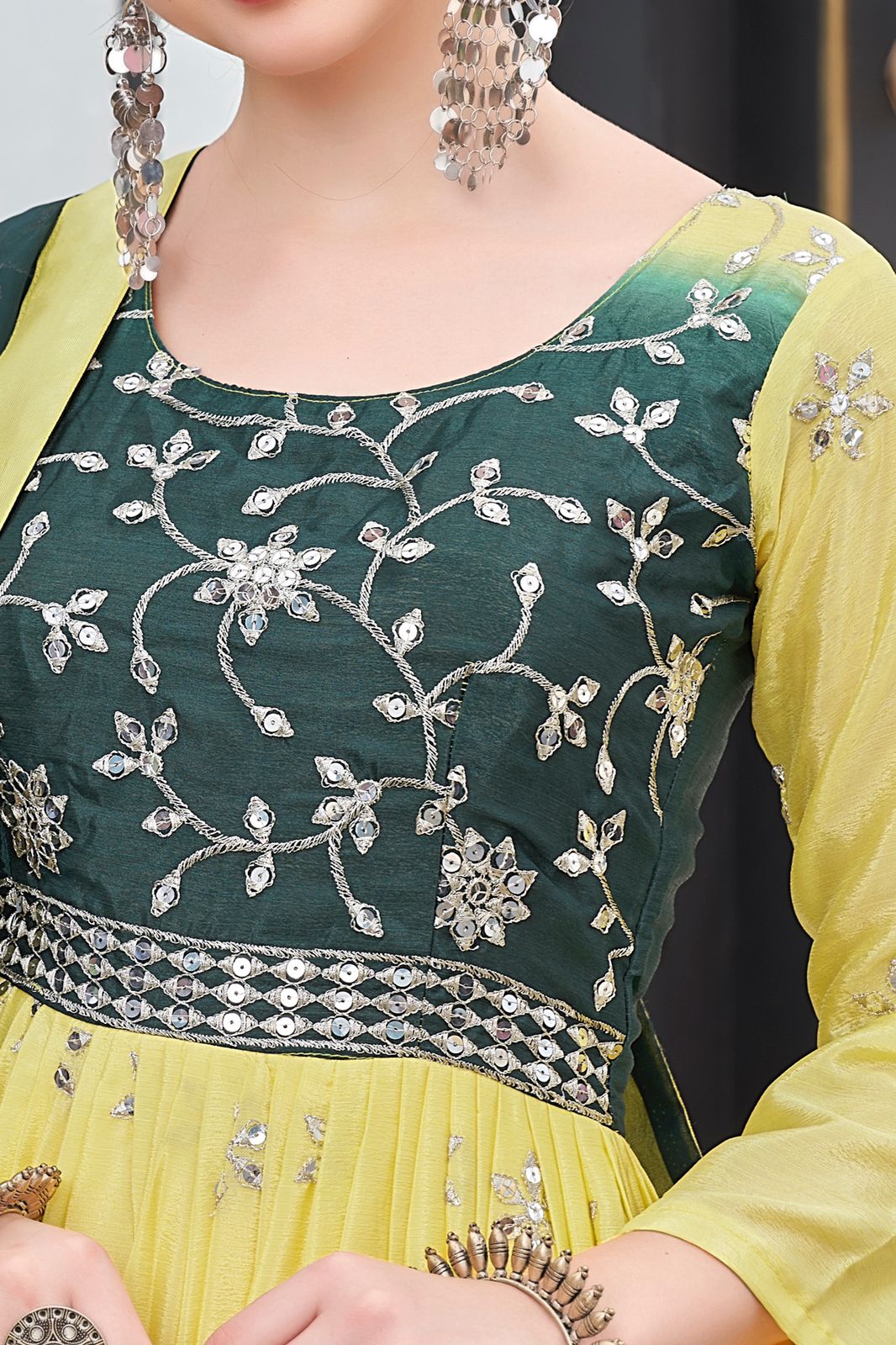 Yellow Green Shades Salwar Suit - Absolutely Desi